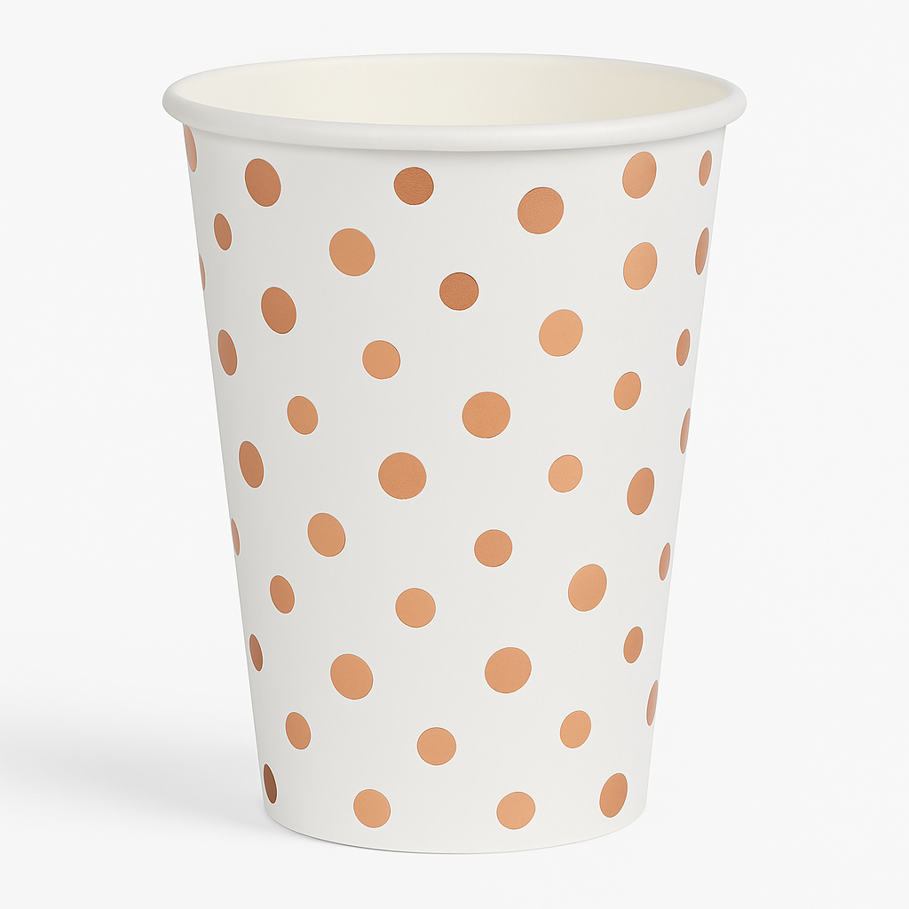 White and Rose Gold theme Cups 10 Pcs