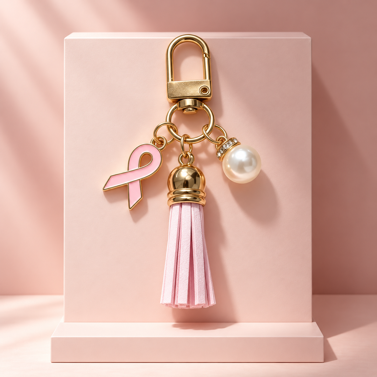 Pink October Fancy Ribbon Key Chain