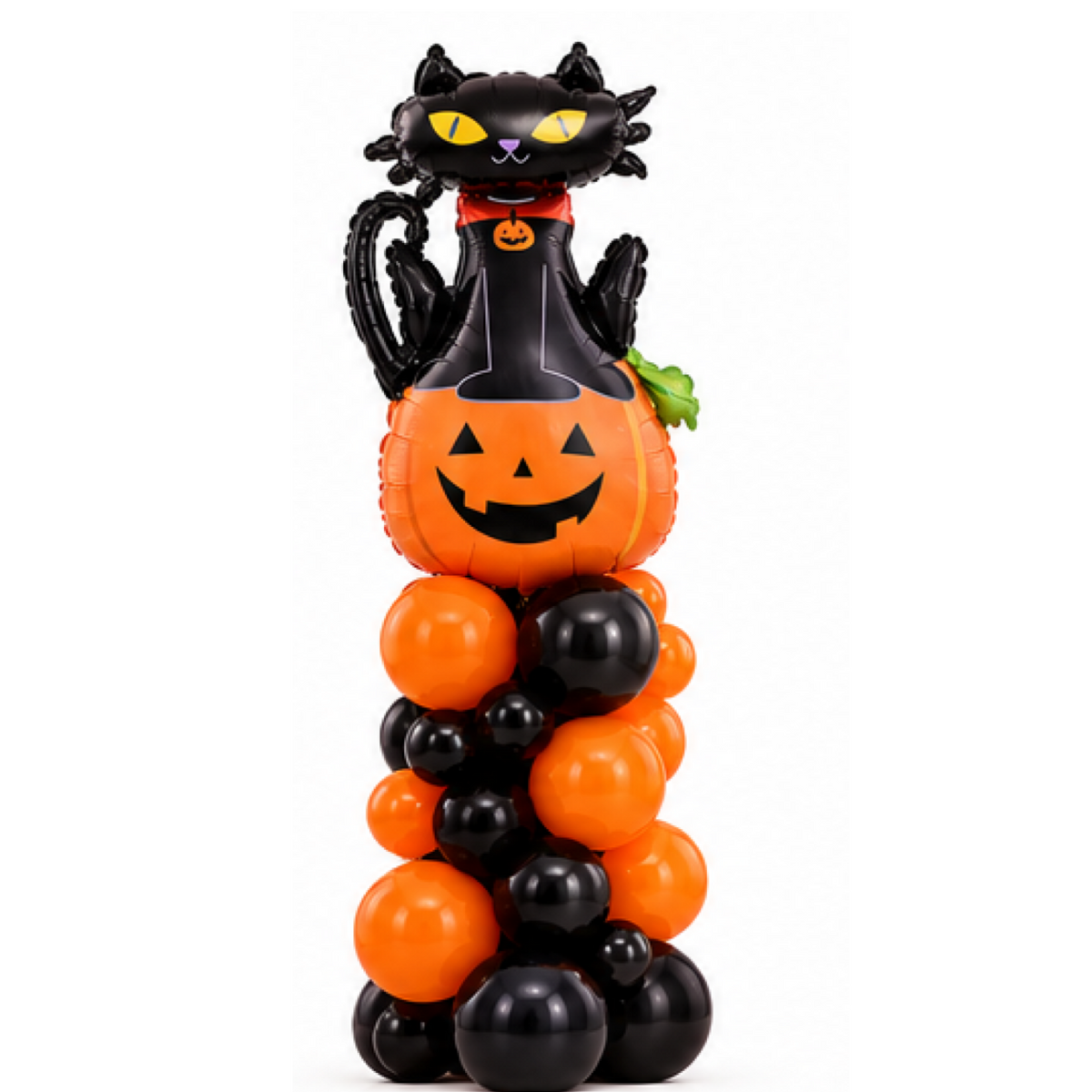 Spooky Pillar Pumpkin & Cat