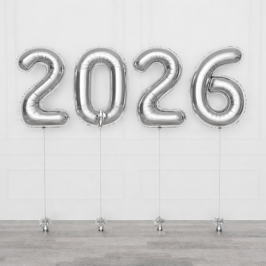 Graduation 2026 Number Helium Set - Silver