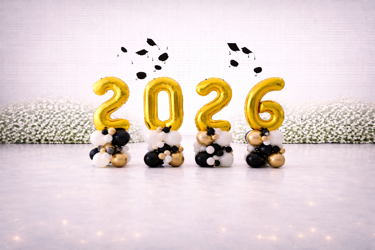 Graduation 2026 Balloon Setup with Separate Number Bases