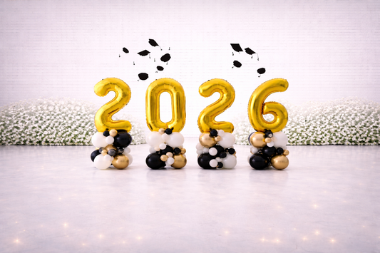 Graduation 2026 Balloon Setup with Separate Number Bases