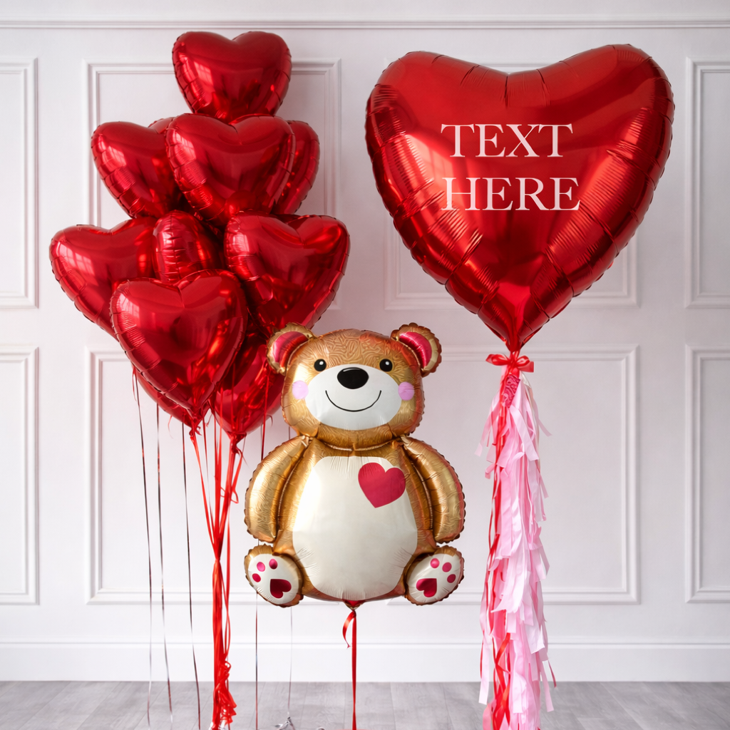 Love Bear Setup With personalized big Heart - Helium