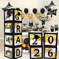 Load image into Gallery viewer, Black Clear GRAD Balloon Boxes with Letters - 4 Boxes
