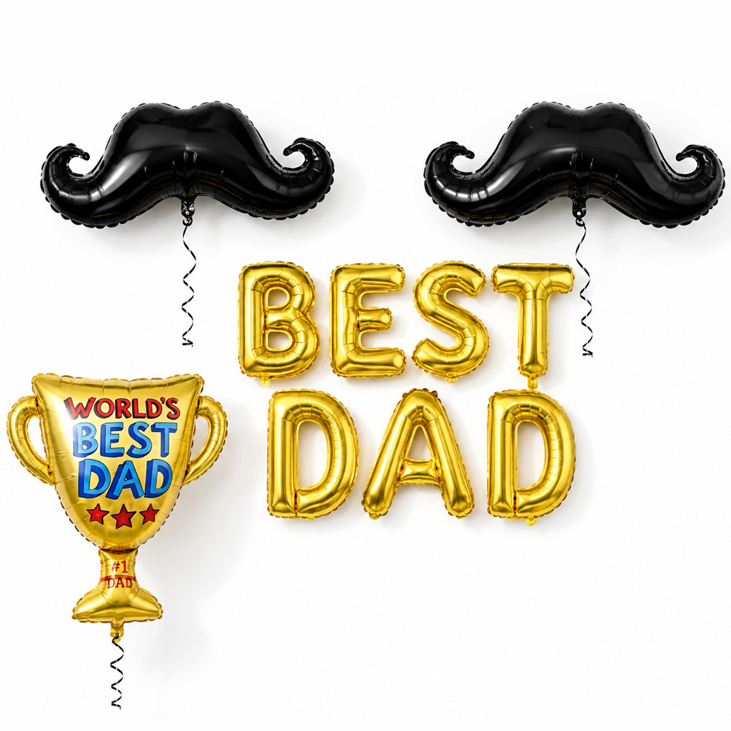Father's Day Foil Balloon Trophy Set (Balloons helium & Letters Air Inflated)