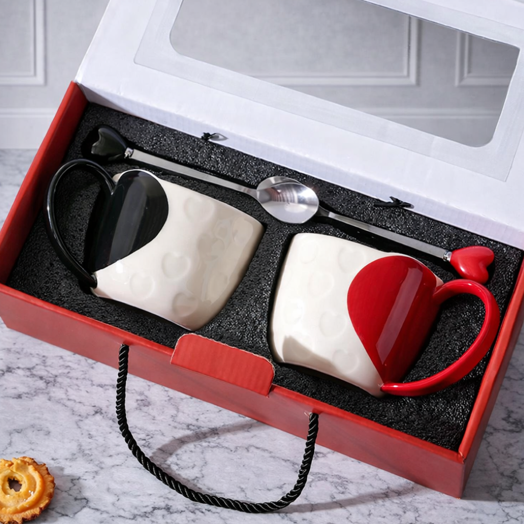 Love Black and Red Couple Ceramic Cups set