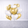 Load image into Gallery viewer, Gold and White Heart Foil Balloon Helium Bouquet - 10 Pcs
