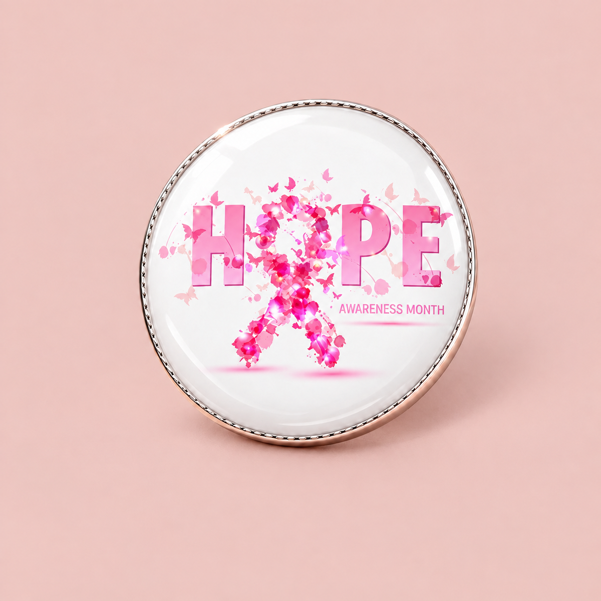 Pink October Ribbon HOPE Lapel Pin