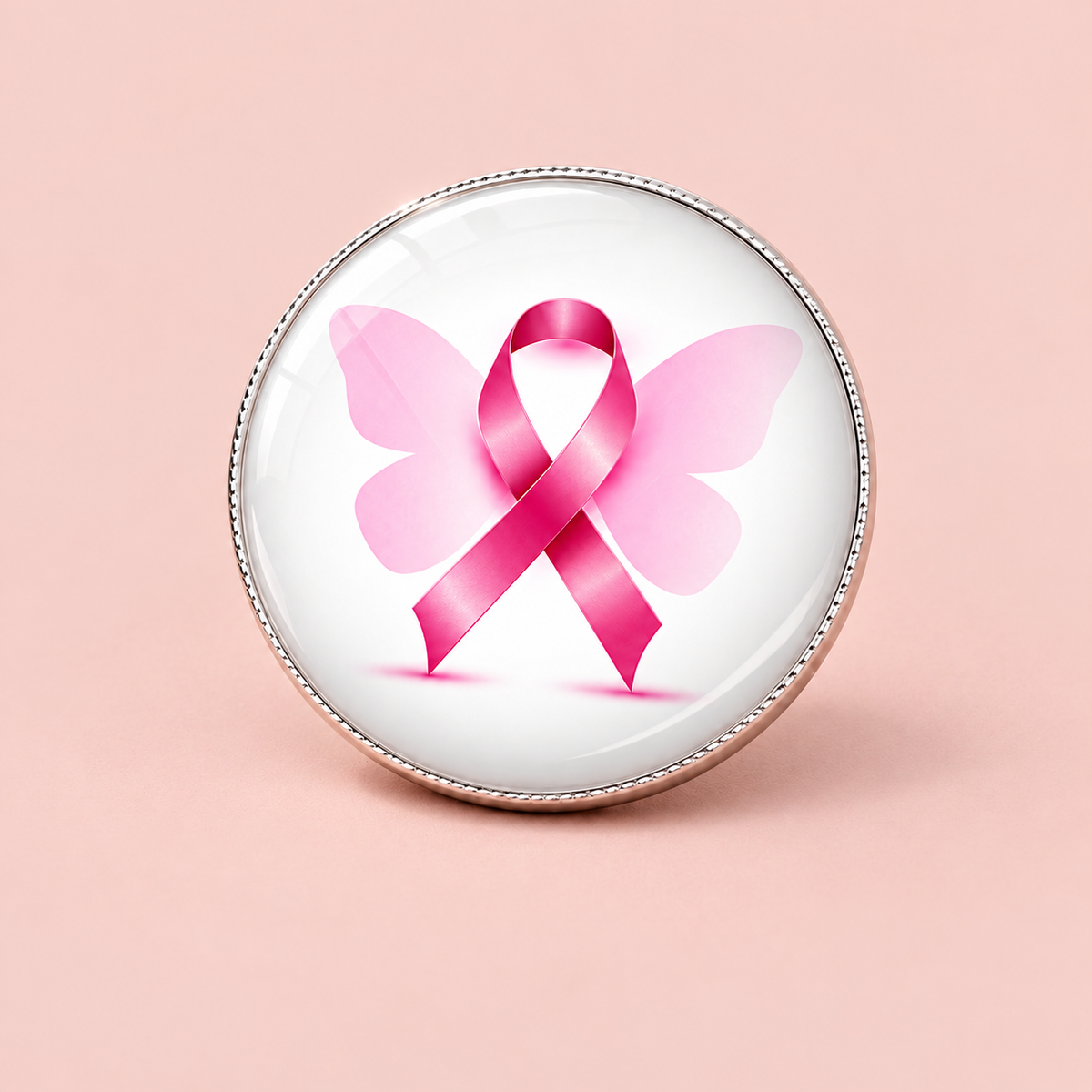 Pink October Ribbon Butterfly Lapel Pin