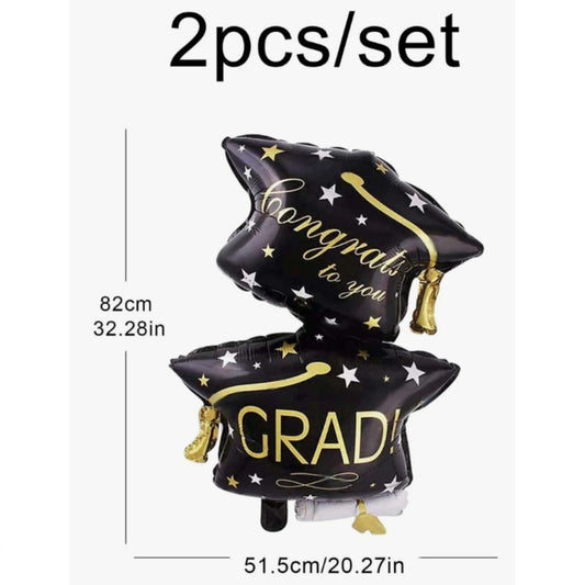 Graduation Congrats Grad 2 Cap Shape Foil Balloon 82*51cm