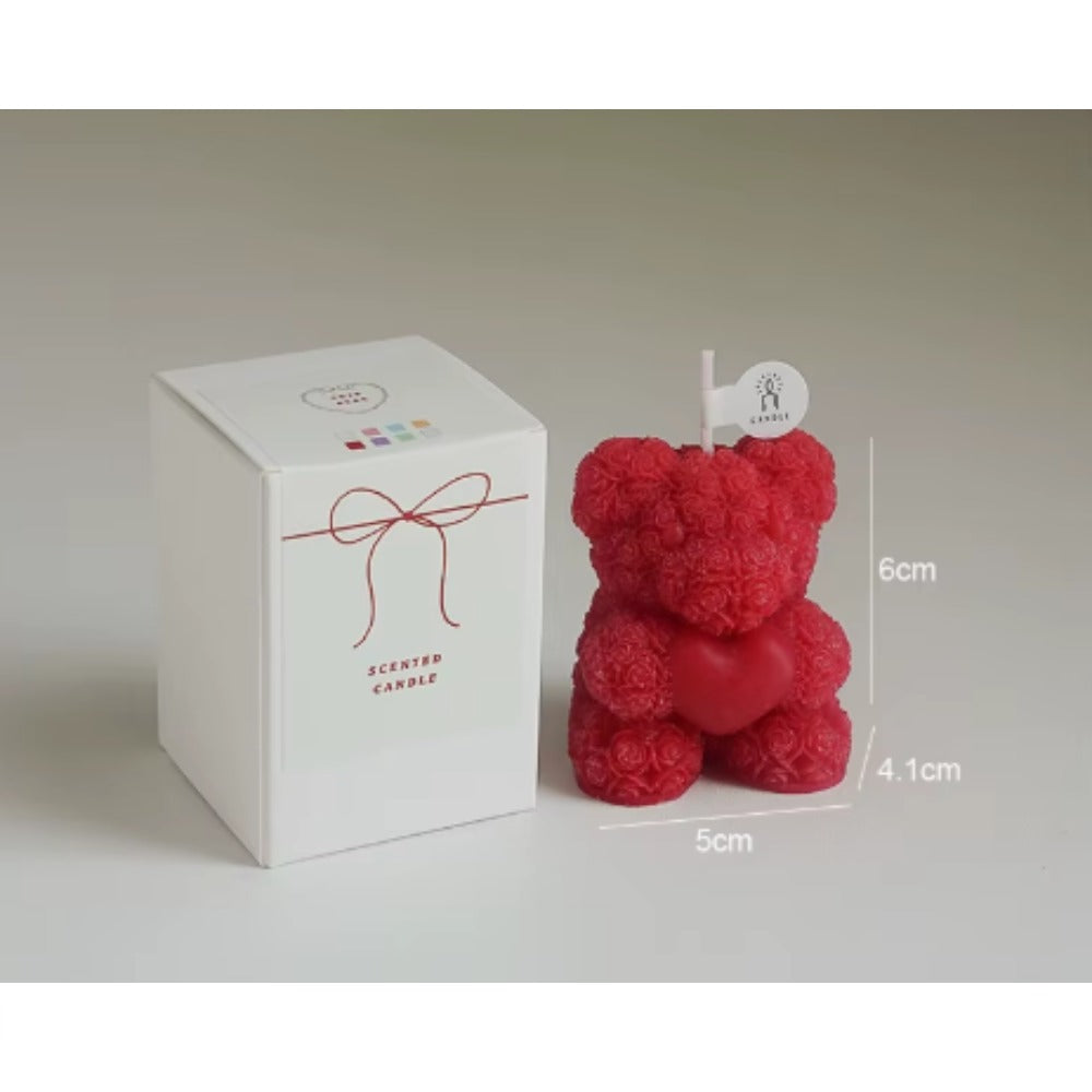 Velvet rose English pear freesia Custom Handmade Bear Rose Lovely Teddy Bear Candles