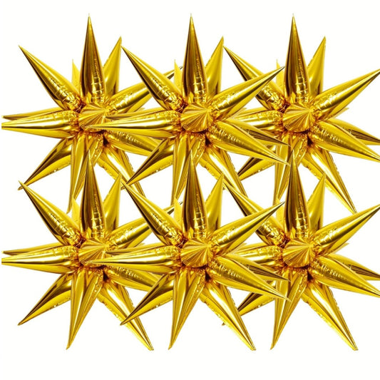 Star Foil Balloons Golden 6 pcs