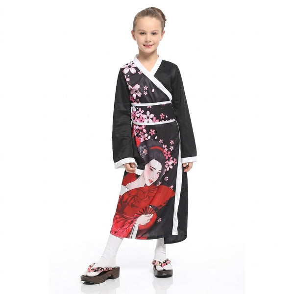 Girls Japanese Kimono Costume (Black)