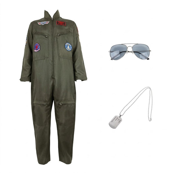 Top Gun Fighter Pilot Costume with Sunglasses (Kids & Teen's)
