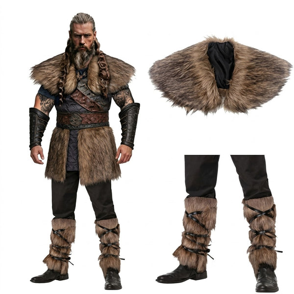 Set Men's Vikings King Warrior Cloak (Brown)
