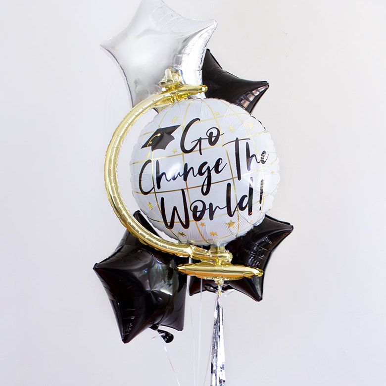 Graduation Helium Balloon Set " Go Change the World"