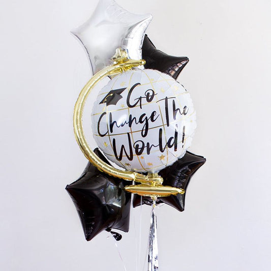 Graduation Helium Balloon Set " Go Change the World"