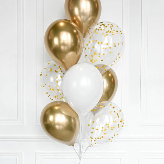 Graduation Gold Confetti Balloon Set - 8 Pcs