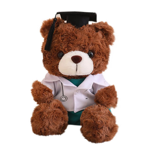 Healthcare Professionals Graduation Bear Plush Doll with Cap White Coat