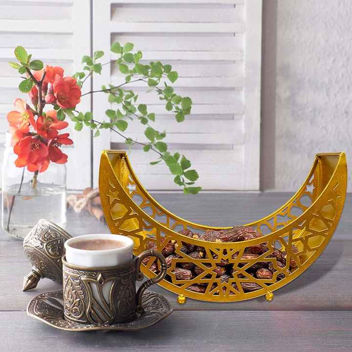 Ramadan Metal Moon tray Eid Decor (20 CM * 30 CM)