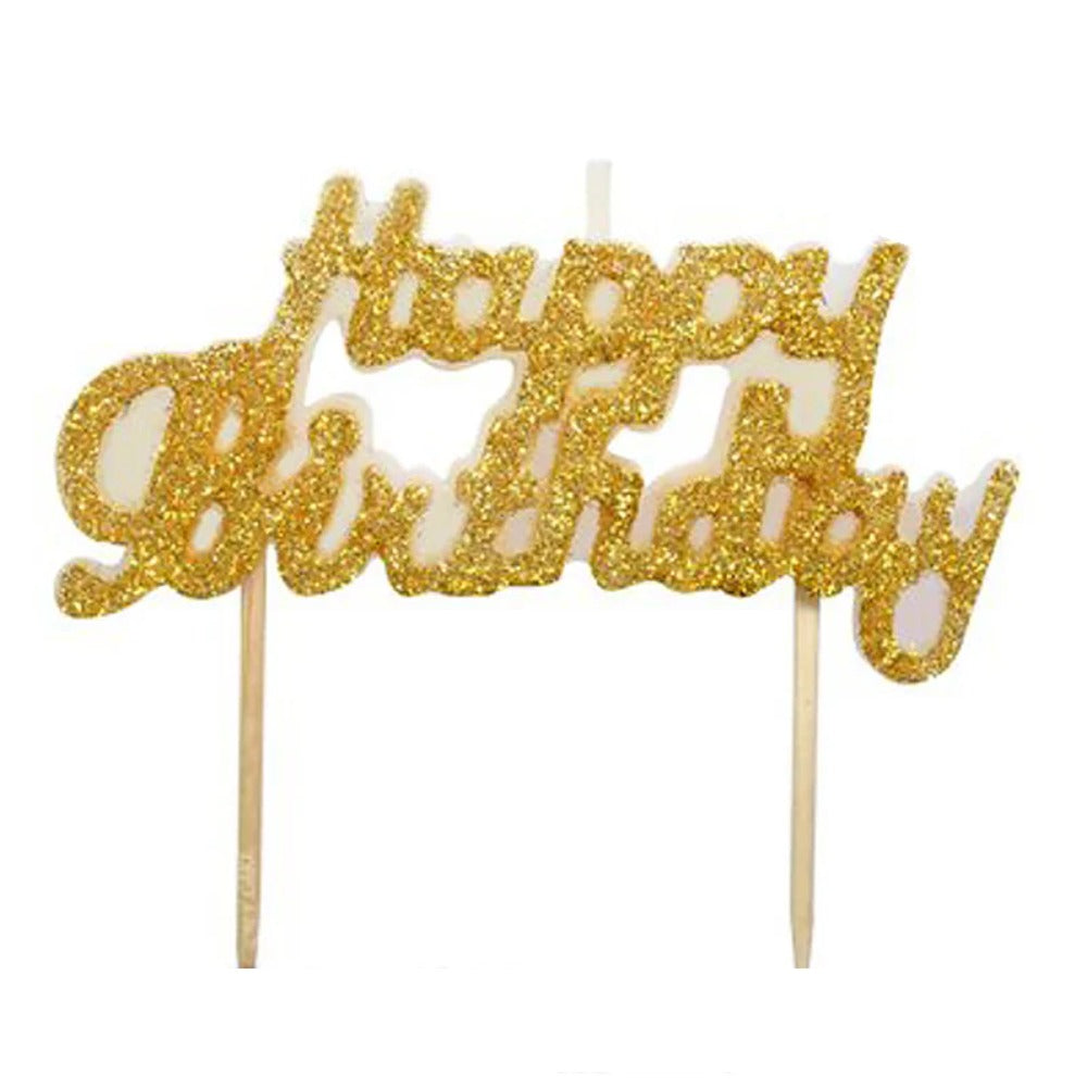 Happy Birthday Gold Candle 8*8.5cm