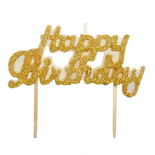 Happy Birthday Gold Candle 8*8.5cm