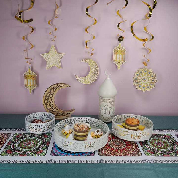 Ramadan White Unique Set of Trays - 3 Pcs