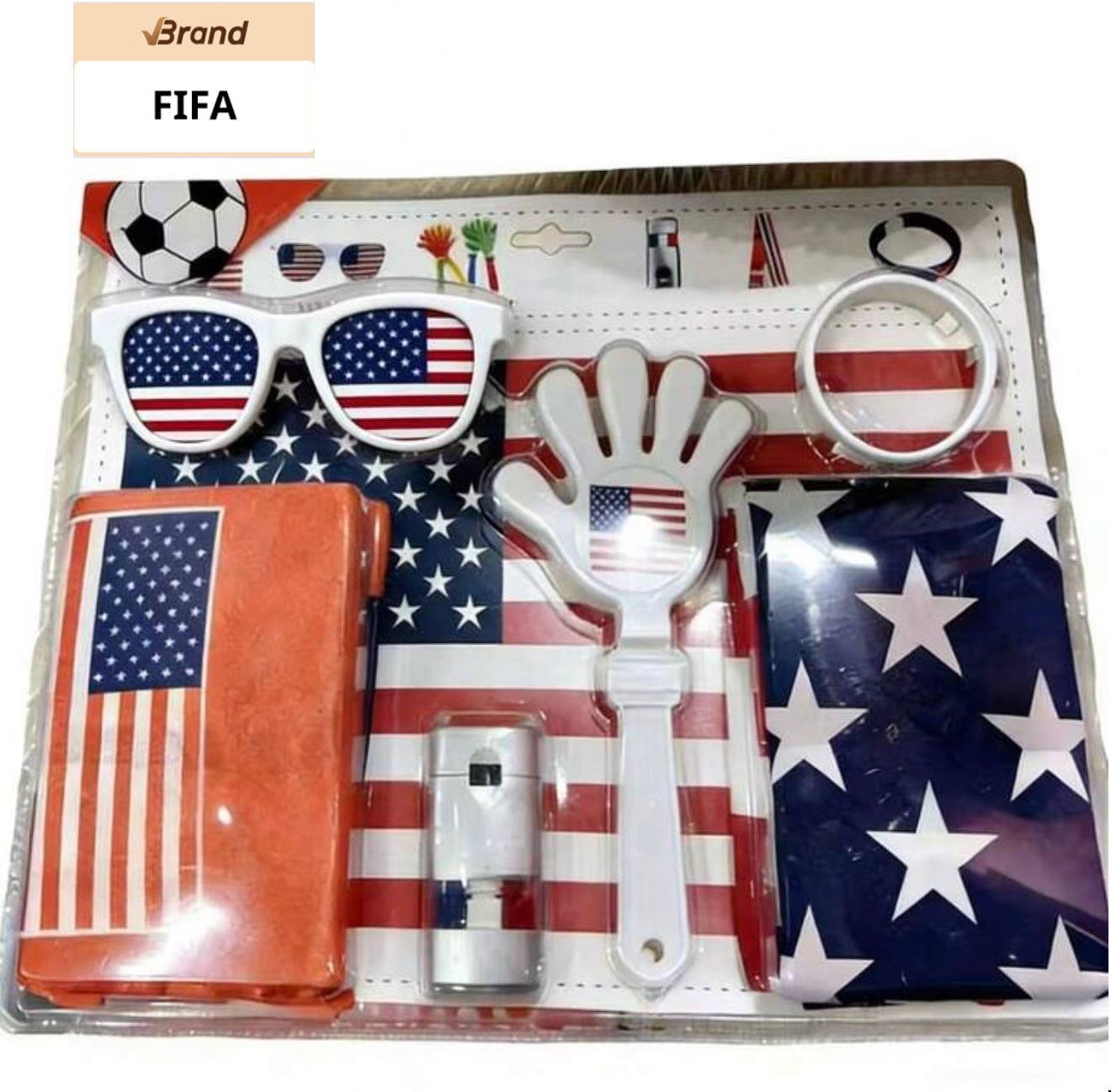 FIFA 2026 Worldcup USA Football Fan Supplies Set - Flag, Glasses, Clapper, Face Paint , Cheering Props