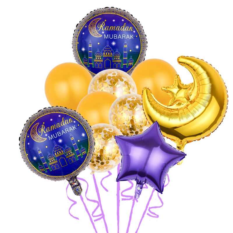 Ramadan Moon and star Helium Balloon Set - Navy