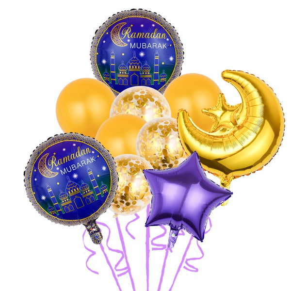 Ramadan Moon and star Helium Balloon Set - Navy
