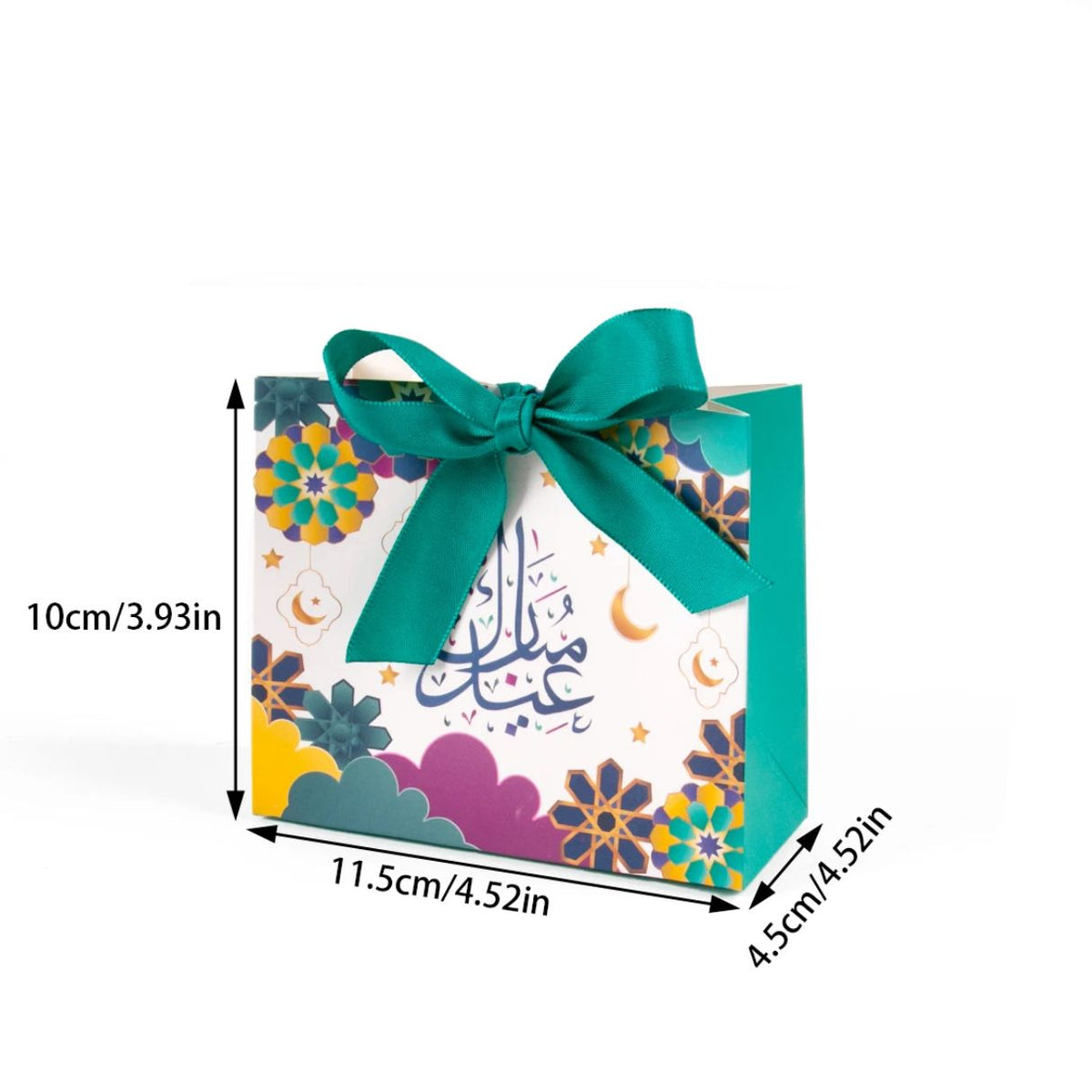 Ramadan Ribbon Eid Mubarak Gift Box - 4 Pcs (without candy)