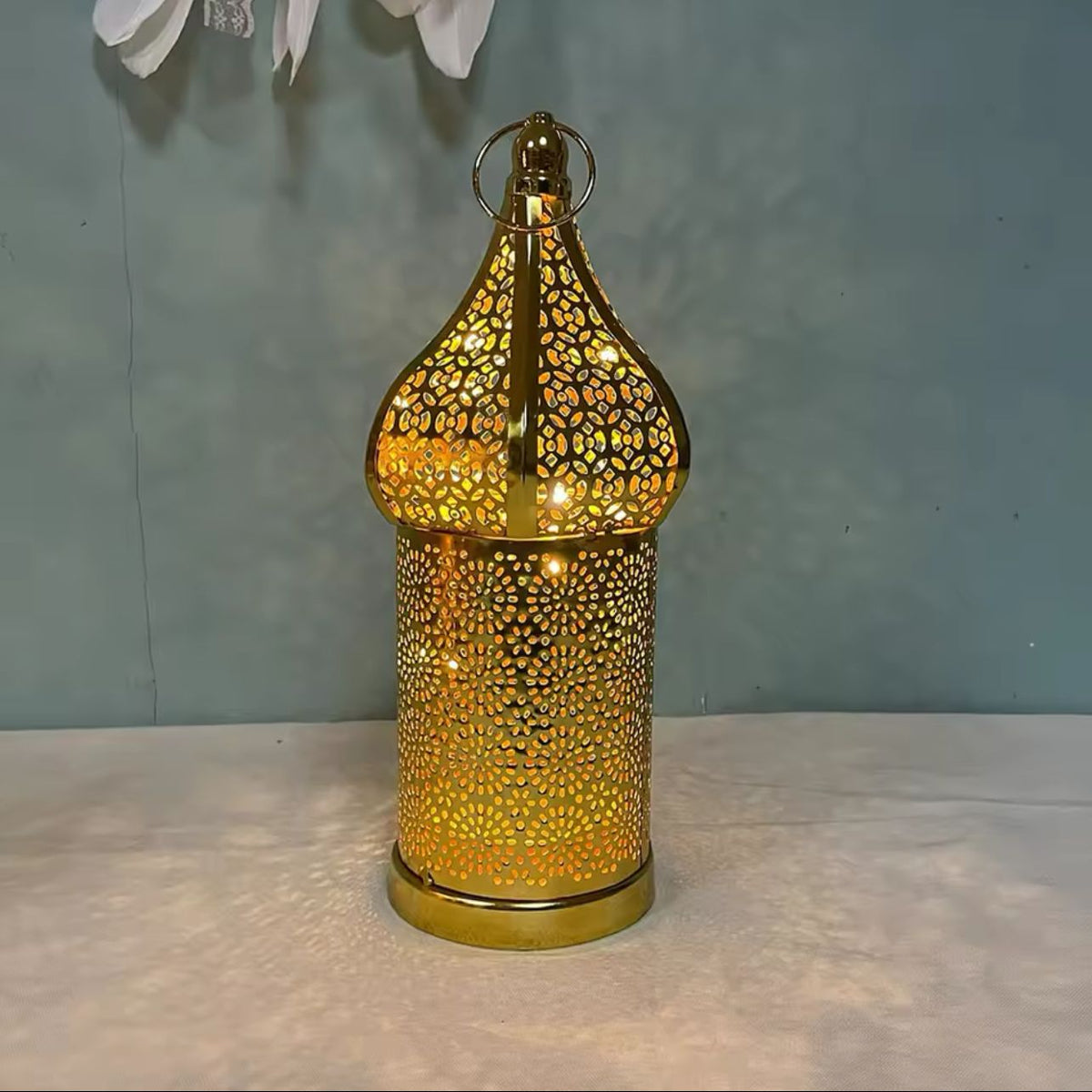 Ramadan Lantern Moroccan Golden hollow Iron - 27 CM