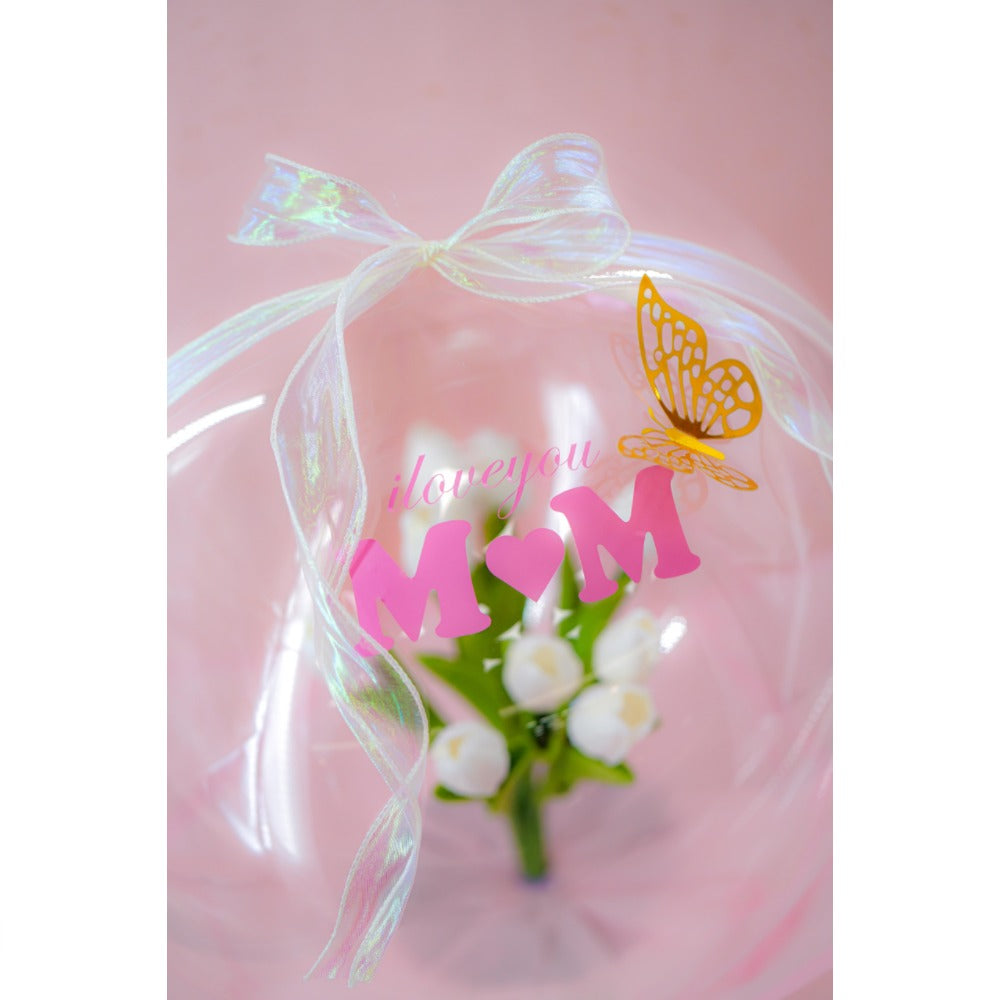 Mother's Day Bobo White Artificial Tulip Balloon Arrangement
