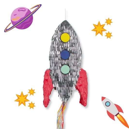 Astronaut Rocket Pinata Including Mallet , eye Mask & paper scraps