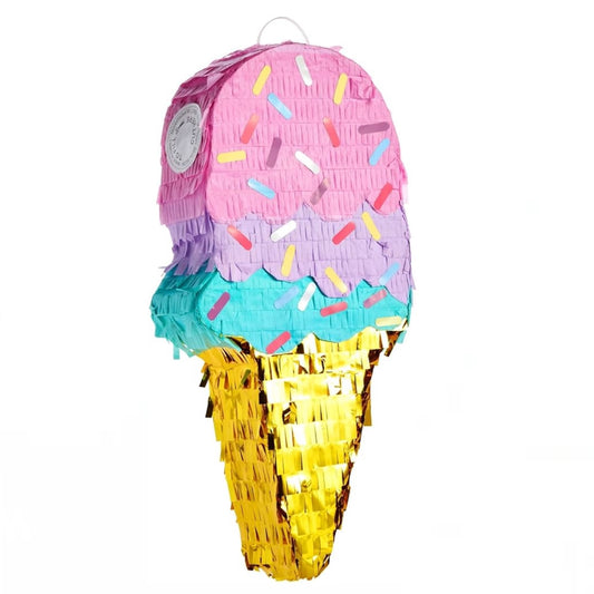Ice Cream Pinata Including Mallet , eye Mask & paper scraps