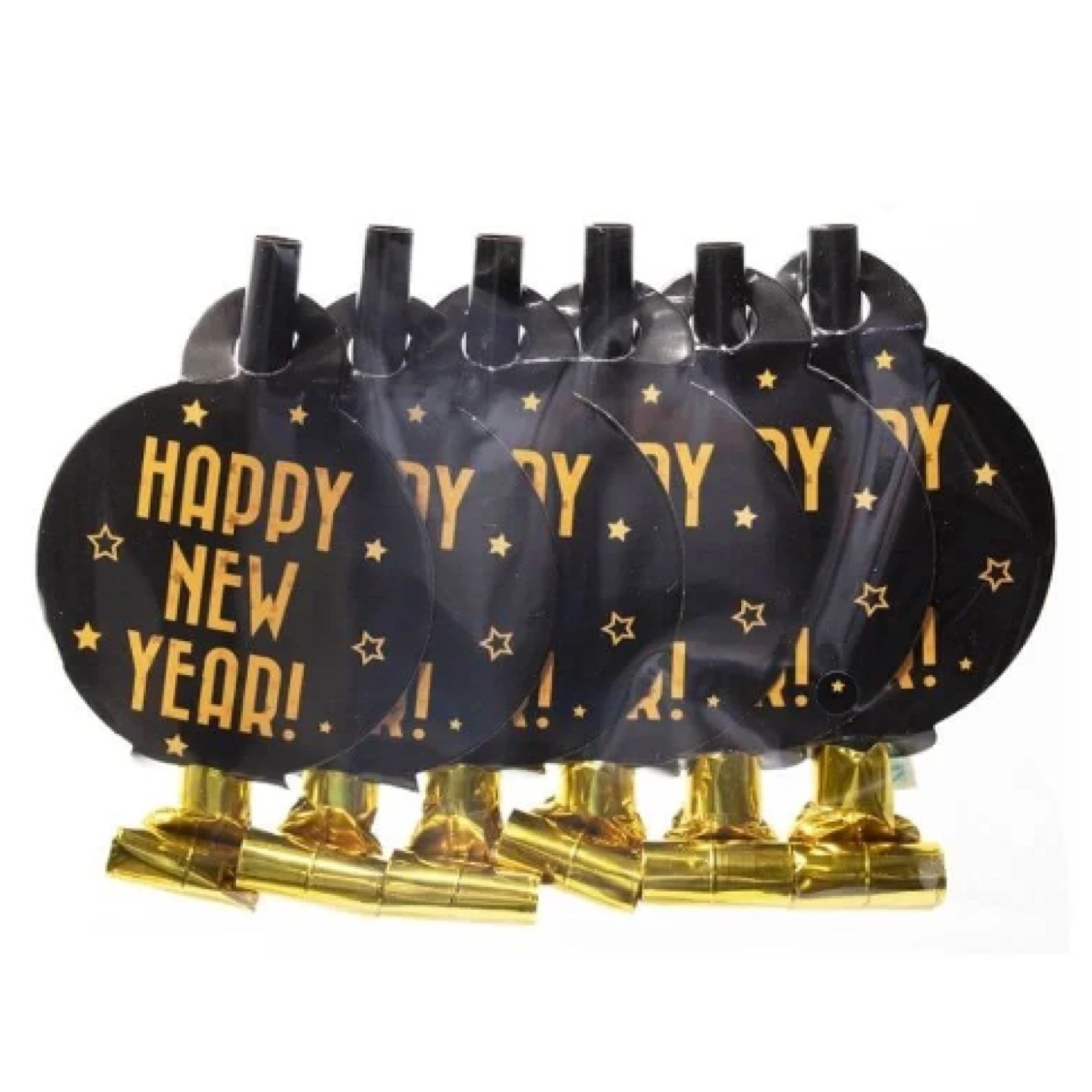 Happy New Year Blower 6 Pcs (Gold, Silver,Black Available)