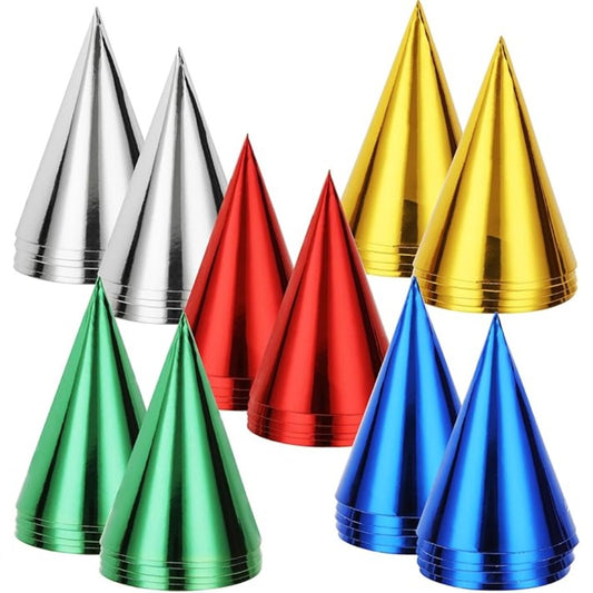 Iridescent Celebration Cone Hat- 6 Pcs 18.5 cm