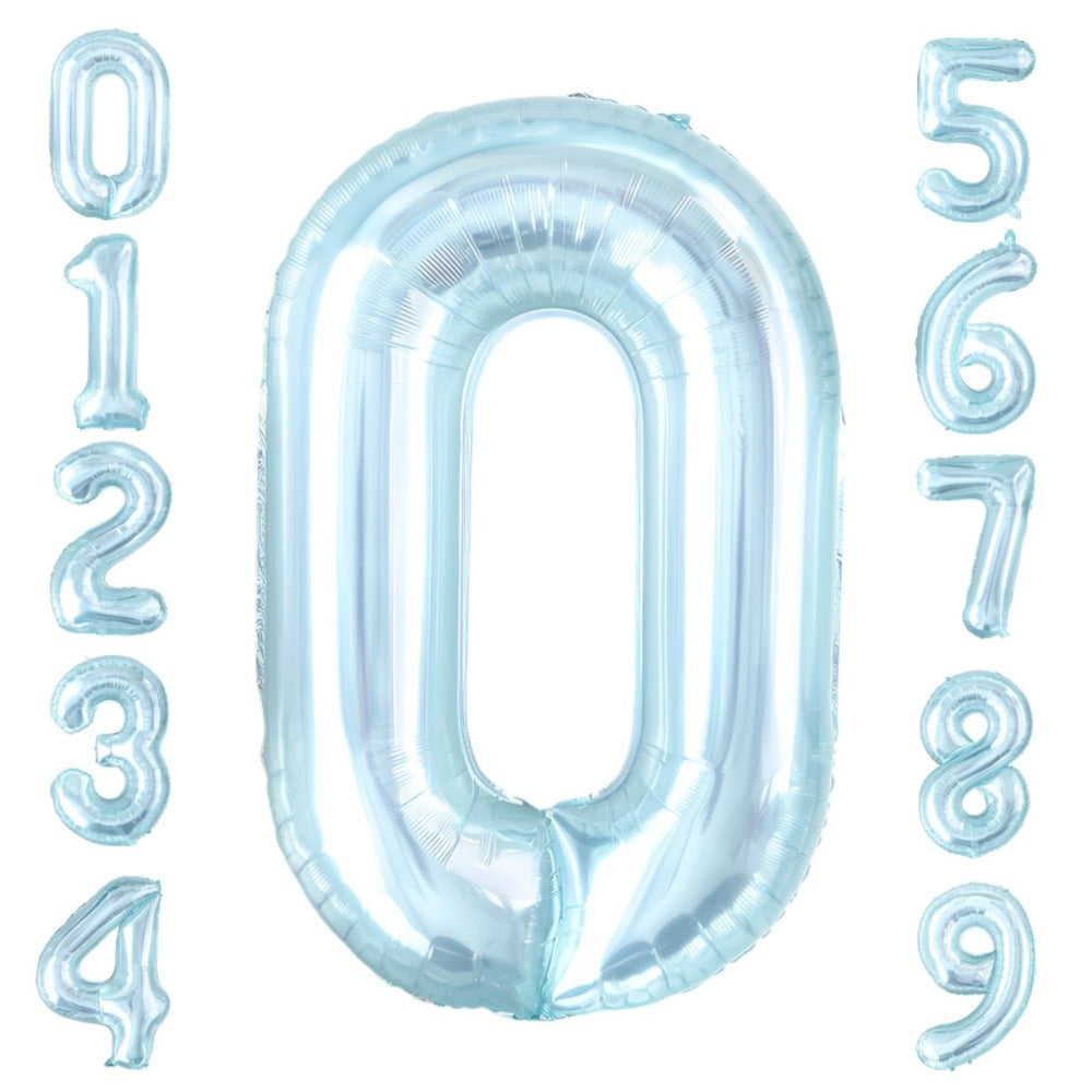 Light Blue Numbers Foil Balloons (32 inch)