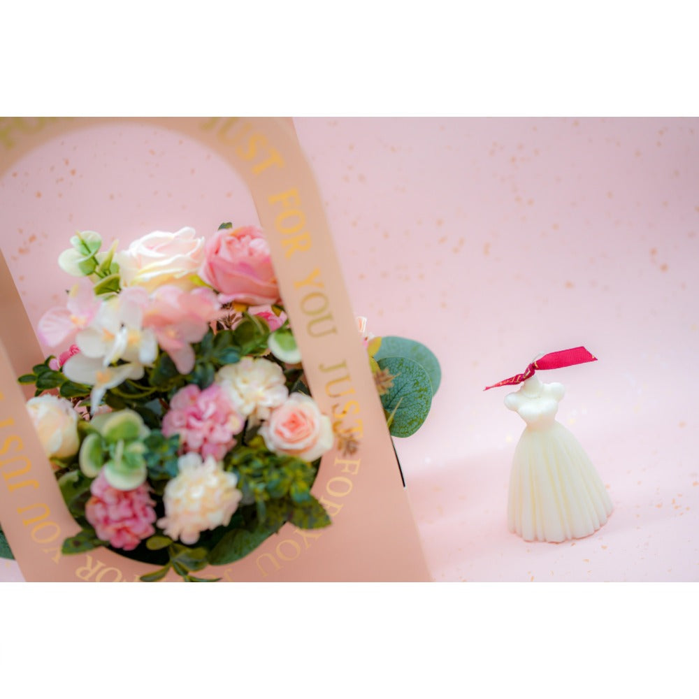 Mother's Day Artificial Flower Basket with Scented Candle