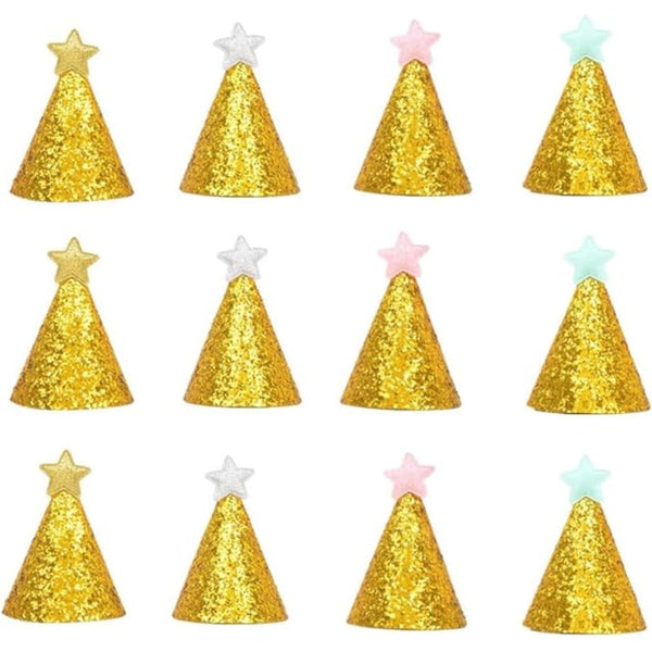 Star Sequence Golden Cone Hat- 6 Pcs 11.5*7.5cm