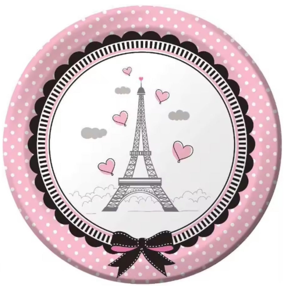 Paris Theme 9 Inch Plate- 16 pcs