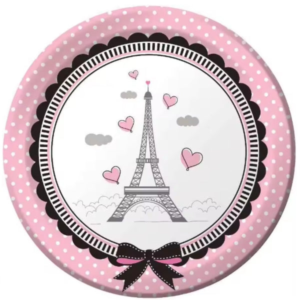 Paris Theme 9 Inch Plate- 16 pcs