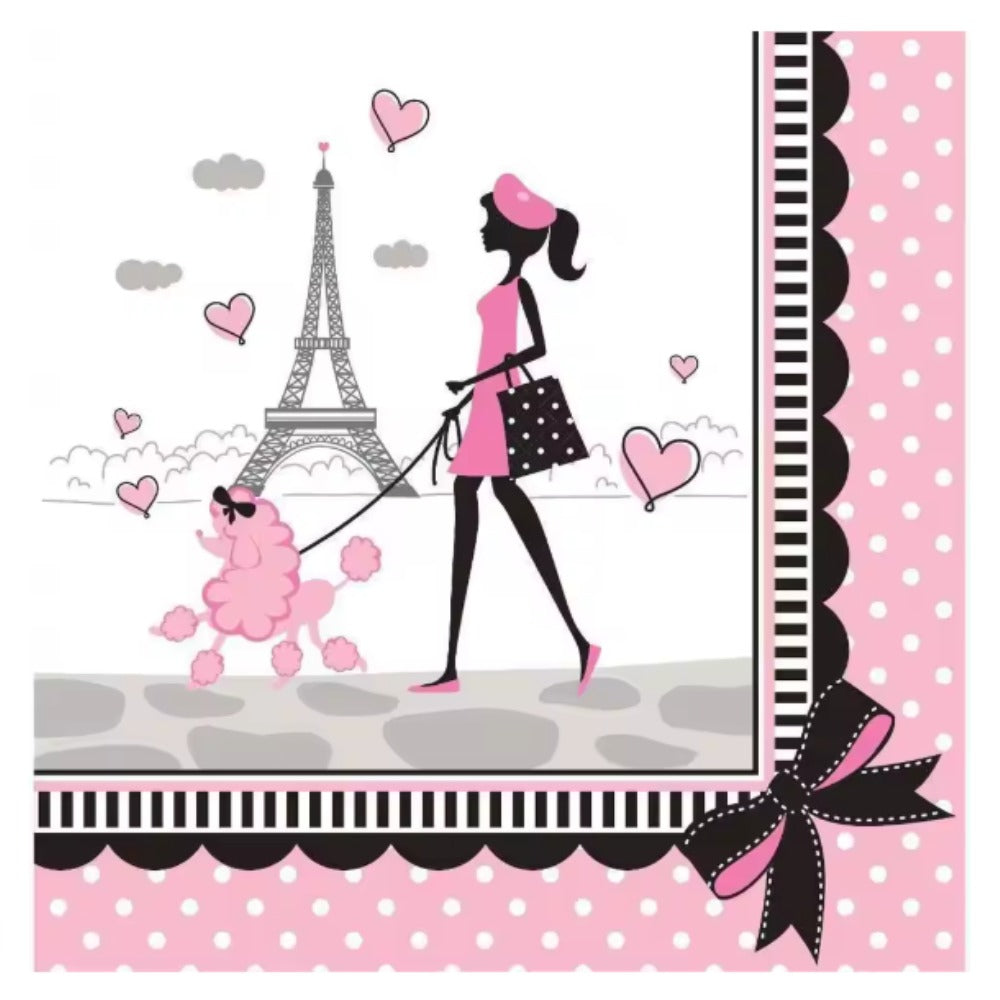 Paris Theme Napkins - 16 Pcs