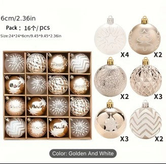 Christmas Champagne, Gold and White ornaments 16 pcs