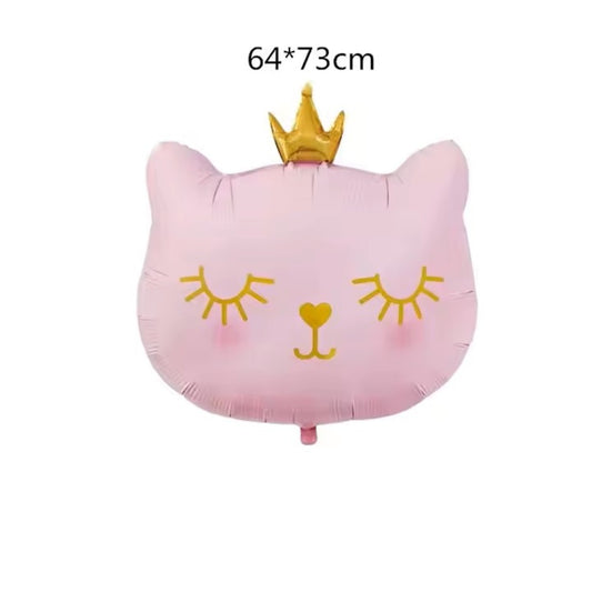 Crowned Cat Head Foil Balloon