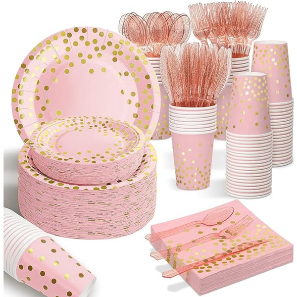 Pink and gold Theme Party Dinnerware Set