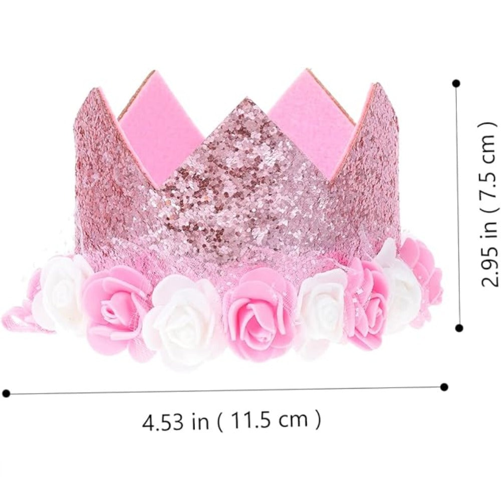 Pink Flowery Sequence Crown 8*12CM