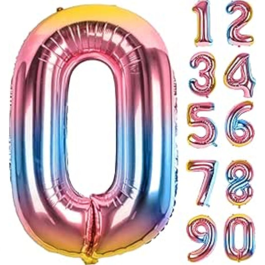 Rainbow Color Numbers Foil Balloons (40 inch)