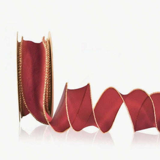 Red Organza Ribbon with Gold Trimming 4cm x 9 m