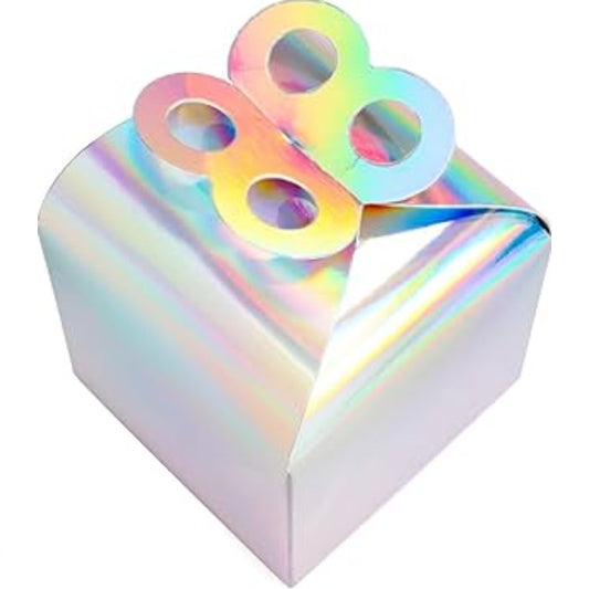 Silver Iridescent foldable Gift Boxes Set 9.5x9.5x8cm